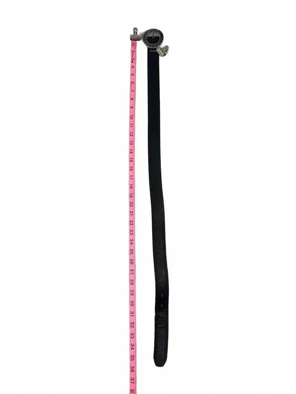 Relic Black Leather Belt with Ornate Silver Buckle